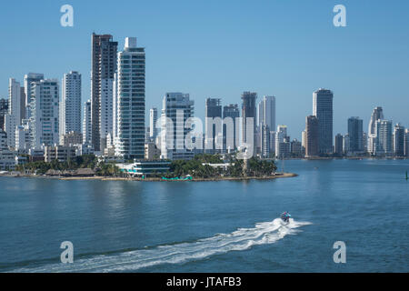 Ciudad y puerto de Bocagrande, Cartagena, Colombia, Sur America Foto de stock