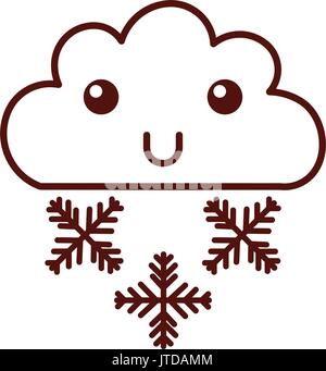 Copos De Nieve De Kawaii, Nubes Con La Nieve - La Navidad, Iconos Del  Invierno Fijados Ilustración del Vector - Ilustración de mejillas, iconos:  60247301