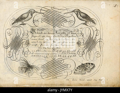 La buena caligrafía - dibujo por Johann Georg Hertel - grabador y editor alemán, 1700 - 1775, Augsburg, Alemania Foto de stock