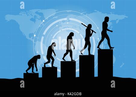 La evolución humana en el actual mundo digital. El riesgo empresarial concepto! Ilustración del Vector