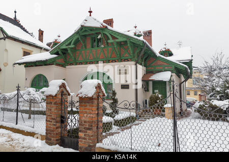 Rzeszow, Polonia - enero 17, 2017: Radio Polonia rzeszow casa en invierno. rzeszow es la ciudad más grande en el sudeste de Polonia, situado sobre el río wislok Foto de stock