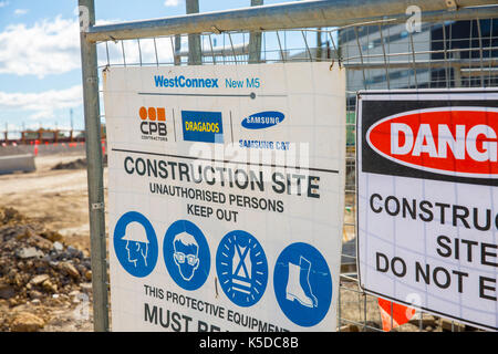 Westconnex M5 nuevo sitio de construcción de la autopista y el transporte interchange en St Peters, Sidney, Australia