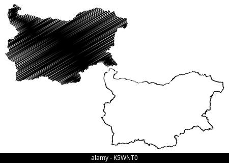 Bulgaria mapa ilustración vectorial, scribble sketch Bulgaria Ilustración del Vector