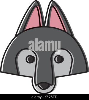 Cara de lobo de dibujos animados Imagen Vector de stock - Alamy