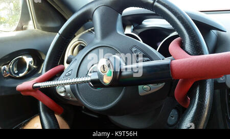 Bloqueo antirrobo del volante del coche Dispositivo de prevención de robo  de coche Cerradura de seguridad antirrobo amarillo (2)