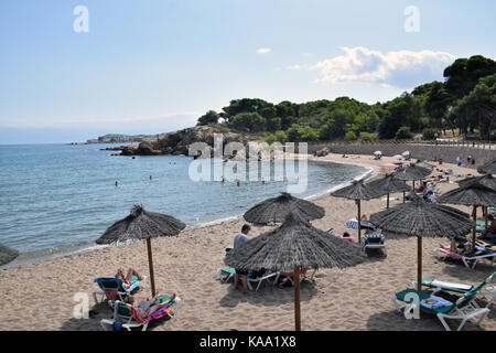 Cataluña, España sep 2017. Playa entre Sant Martí d'Empuries y l'escala en la costa brava Foto de stock