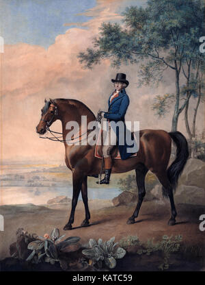 Warren HASTINGS (1732-1818) estadista inglés que pasó la mayor parte de su vida en la India pintó en su caballo árabe por George Stubbs en 1796 Foto de stock