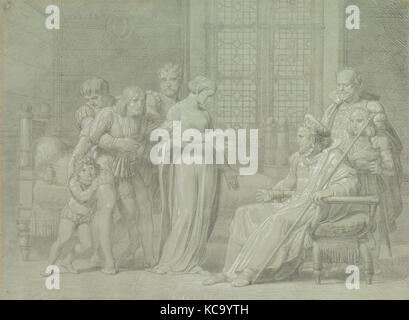 El rey Carlos VIII de Francia con los moribundos Gian Galeazzo Sforza en Pavía, Pelagio Palagi, 1775-1860 Foto de stock