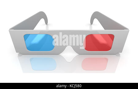 Gafas 3D aislados , este es un 3D de imágenes generadas por ordenador. aislado en blanco. Foto de stock