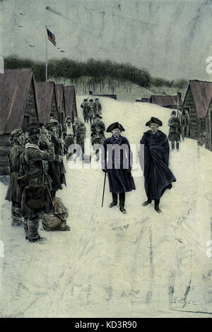 George Washington y el Barón von Steuben en Valley Forge, 1778. Revolución americana. Ilustración de Howard Pyle, 1896