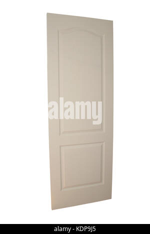 La puerta de la sala de madera blanca aislado sobre fondo blanco.