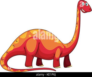 Cuello largo dinosaurio rojo sobre blanco ilustración Imagen Vector de  stock - Alamy
