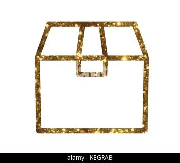 Vector aislados glitter dorado icono de línea de la caja de envío de entrega Ilustración del Vector