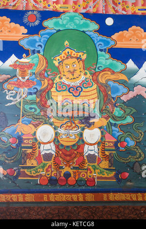 Detalles de las pinturas coloridas en monasterio palphug taktsang (Tiger's Nest) paro valle Bután asia