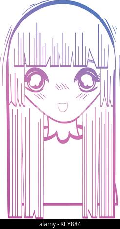 Línea belleza anime chica con peinado y blusa Imagen Vector de stock - Alamy