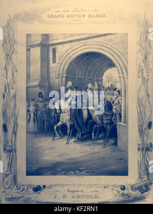 VICTORIA & ALBERT - Grand revisión marzo Portada de puntuación, c1840, mostrando el Victoria & Albert, montando a caballo a través de la puerta. Música por J B Arnold Foto de stock