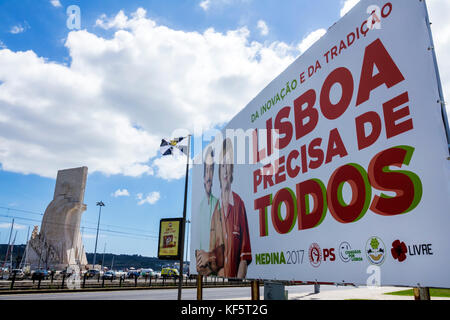 Lisboa Portugal,Belem,Avenida Brasilia,cartelera,política,campaña,Lisboa precisa de todos,elecciones municipales,Alcalde,Fernando Medina,portugués,langu