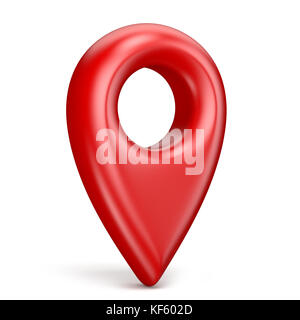 Rojo puntero mapa 3D Render ilustración aislado sobre fondo blanco. Foto de stock