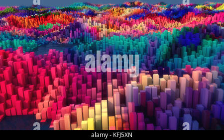 3D rendering topografía abstracta y colores.