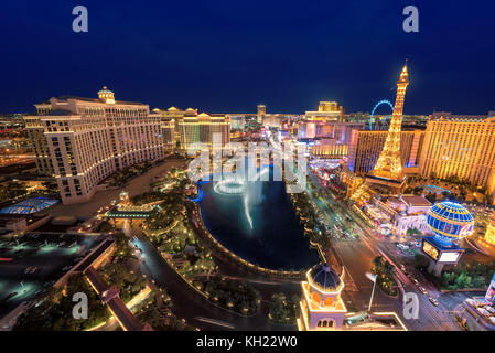 Las Vegas Strip skyline en la noche Foto de stock