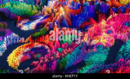 3D rendering topografía abstracta y colores.