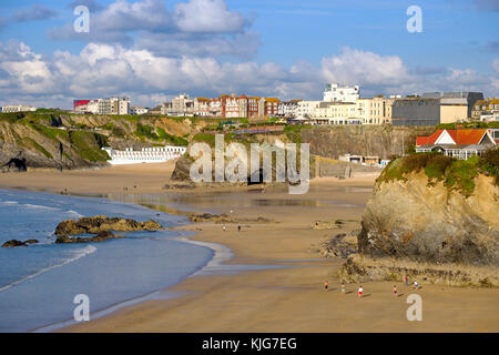 La playa Great Western und Towan Beach, Newquay, Cornwall, Inglaterra, Großbritannien Foto de stock