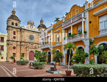 Iglesia de San Pedro Claver, Cartagena de Indias, Colombia, Sur America Foto de stock