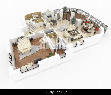 Modelo 3D de la casa apartamento amueblado