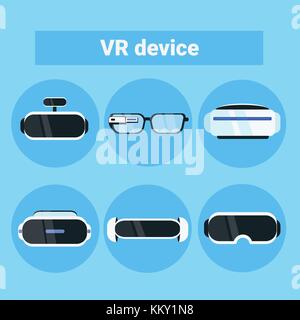 Conjunto de iconos de dispositivos vr modernas gafas de realidad virtual, gafas y colección de auriculares Ilustración del Vector