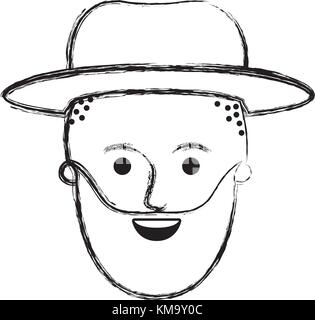 Rostro Masculino Con Sombrero Y Taper Fade Cortes De Pelo Y Barba Negra Silueta Punteada Imagen Vector De Stock Alamy