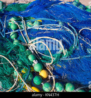 Textura de aparejo de red de trasmallo de pesca en el puerto de gandia