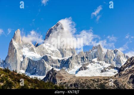 Vista de los picos, Paseo de Fitz Roy, El Chalten, Patagonia, Argentina.