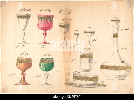  Uno de Twenty-Three hojas de dibujos de cristalería (espejos, candelabros, copas, etc.). Artista  Compagnia di Venezia