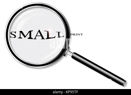 Ilustración de una lupa leer la letra pequeña de un documento Fotografía de  stock - Alamy