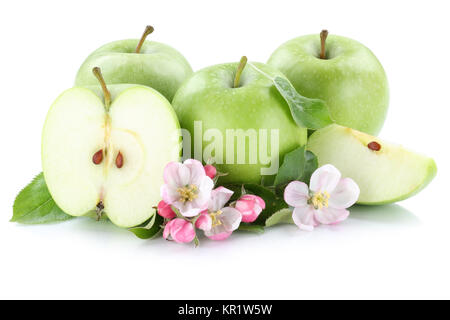Apple aislado de frutas fruta manzanas verdes recorte cortar muescas cortadas Foto de stock