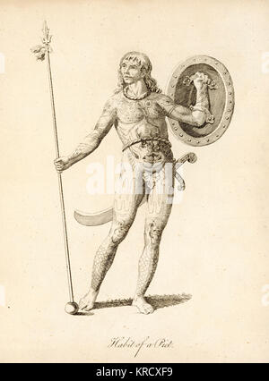 Un guerrero Pict vestida de woad Fecha: circa siglo 5 Foto de stock
