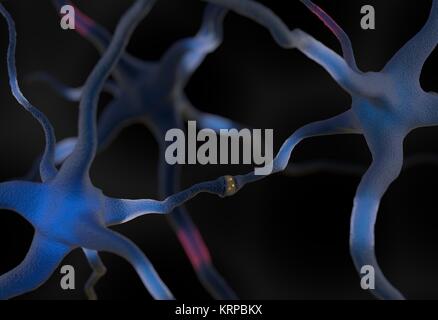 Las neuronas en el cerebro conectado ilustración 3d Foto de stock