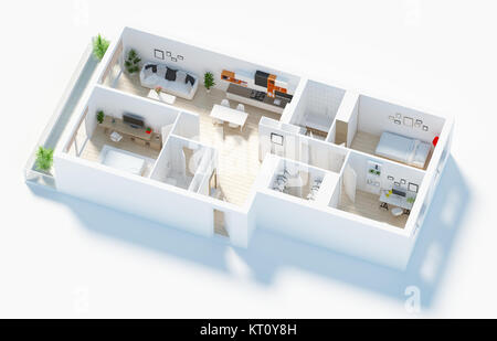 Casa amueblada apartamento 3D Render