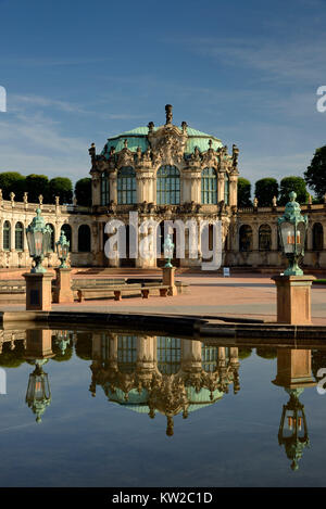 Dresden, kennel corte, terraplén, pavilion, Wallpavillon Zwingerhof Foto de stock