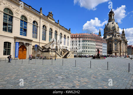 Dresden, nuevo mercado, Museo del tráfico y la iglesia de Nuestra Señora, Neumarkt, Verkehrsmuseum und Frauenkirche