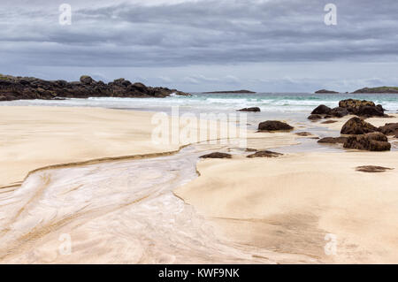 Patrones de arena en la playa Mealasta desiertas, la isla de Lewis, Hébridas Exteriores, Escocia