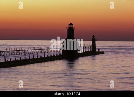 St Joseph North Pier Saint Joseph de luces de Michigan, Estados Unidos de América Foto de stock