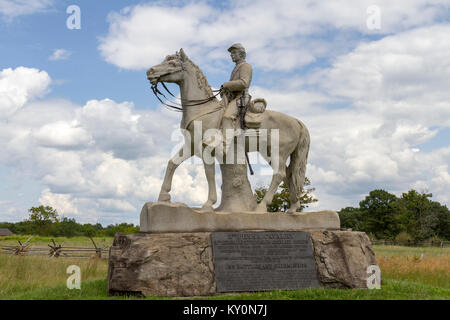 La octava estatua ecuestre del calvario de Pennsylvania, el Parque Militar Nacional de Gettysburg, Pensilvania, Estados Unidos. Foto de stock
