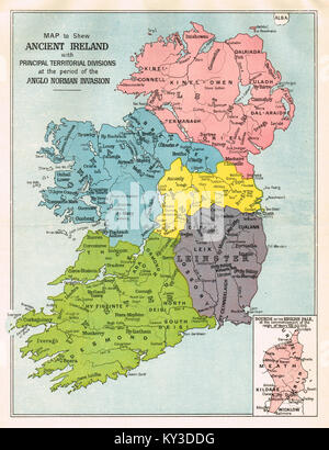 Mapa de Irlanda, en el período de la invasión normanda Anglo Foto de stock