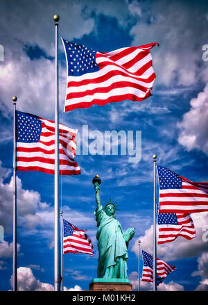 Estados Unidos - Nueva York: la estatua de la libertad en Liberty Island Foto de stock