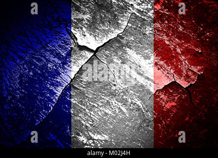 Bandera francesa sobre pared grunge Foto de stock