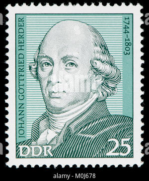 Sellos de Alemania oriental (1974) : (Johann Gottfried von Herder) (1744 - 1803), filósofo alemán, teólogo, poeta y crítico literario. Foto de stock