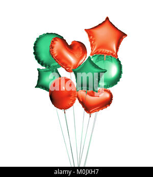 globos metálicos rojos de gran corazón aislados sobre fondo blanco  Fotografía de stock - Alamy