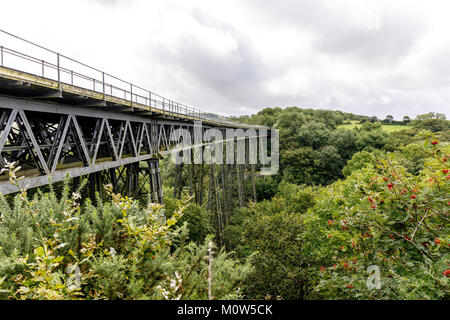 Meldon Viaducto de hierro. Una vez viaducto ferroviario , ahora el granito de la pista para bicicletas. Uno de los dos únicos de su tipo construido en el Reino Unido. Foto de stock