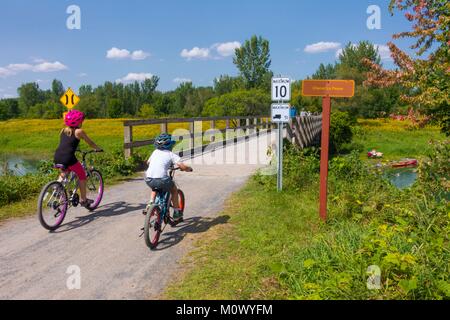 Canadá, Quebec, Montreal,Iles de Boucherville, Parque Nacional un parque en las Islas San Lorenzo, famosa por sus senderos para bicicletas